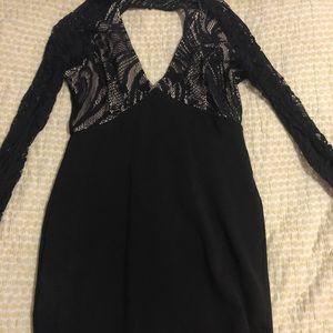 Lace bodycon open back Bebe dress